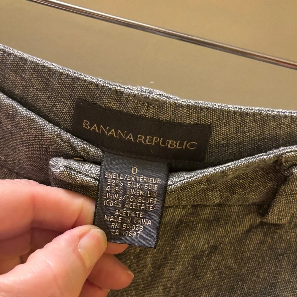Banana Republic Women’s Gray Linen/Silk Blend Pants Side Stitching Size 0